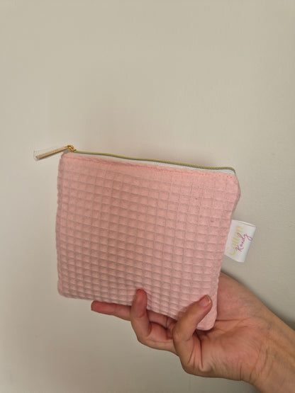 Pink waffle zipper pocket