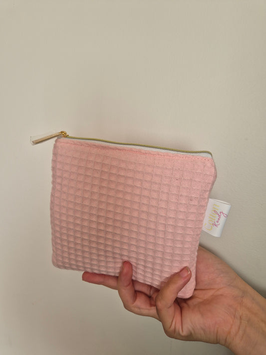 Pink waffle zipper pocket